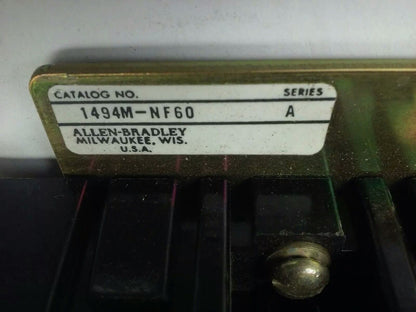 ALLEN BRADLEY 1494M-NF60 SER. A, FUSIBLE DISCONNECT SWITCH, 3P, 60A, 600V-250DC
