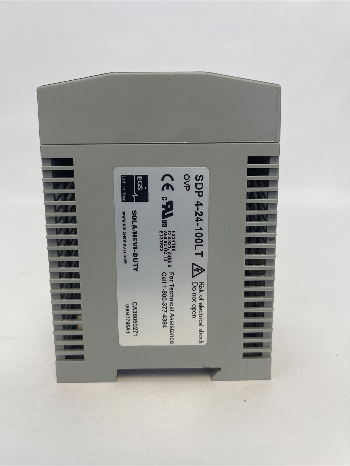 SOLA SDP 4-24-100LT CLASS 2 POWER SUPPLY OUTPUT 24VDC 3.8A INPUT 115/230VAC