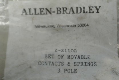 ALLEN-BRADLEY Z-21102 SET of MOVABLE CONTACTS & SPRINGS / 3-POLE / NEW SURPLUS