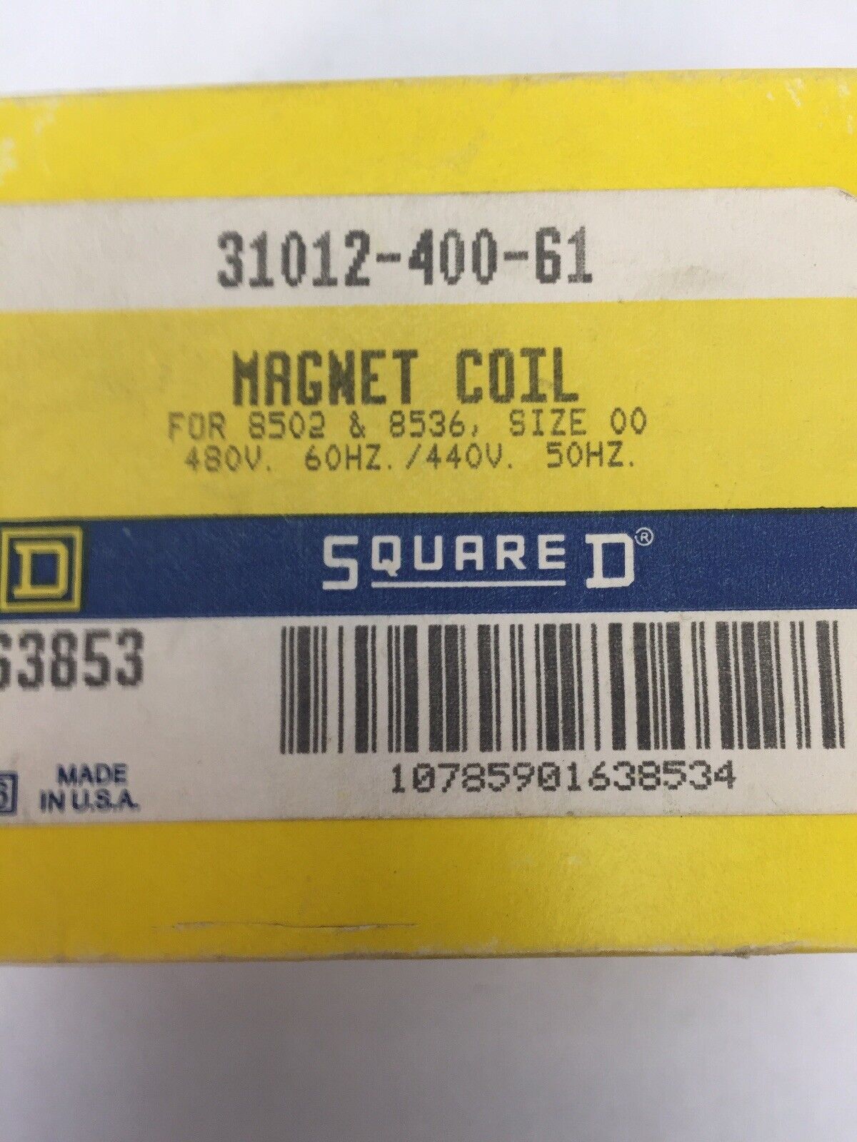 SQUARE D 31012-400-61 MAGNET COIL 480V 60HZ 440V 50HZ FOR 8502 & 8536 SIZE 00