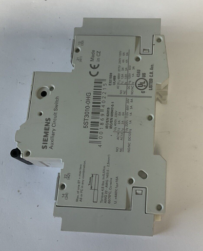 SIEMENS 5SJ4101-7HG41 CIRCUIT BREAKER 4A AUXILIARY CIRCUIT SWITCH