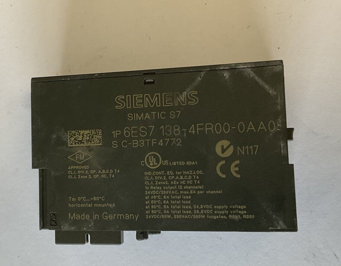 SIEMENS 6ES7 138-4FR00-0AA0 RELAY OUTPUT MODULE 230V 5A