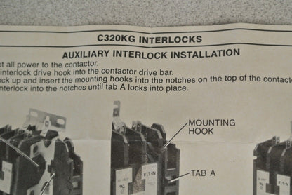 CUTLER-HAMMER C320KG2 AUXILIARY CONTACT / SIDE ADDER / 1 N.C. / NEW SURPLUS