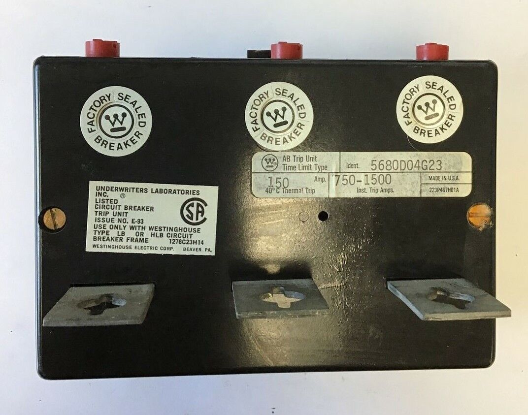 WESTINGHOUSE HLB3150T TRIP UNIT 150A 750-1500 TRIP AMPS 5680D04G23