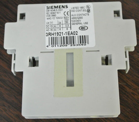 SIEMENS 3RH1921-1EA02 - AUXILIARY SWITCH BLOCK / AUXILIARY CONTACT - NEW SURPLUS