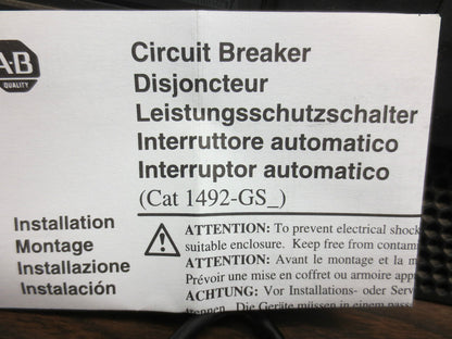 ALLEN-BRADLEY A-B 1492-GS1G030-H1 CIRCUIT BREAKER - Rev. A - NEW SURPLUS