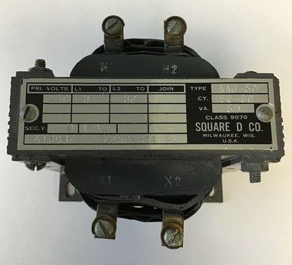 SQUARE D  9070 AA0-50 50-60CY 50VA  PRI.440VOLTS  SEC.110VOLTS TRANSFORMER