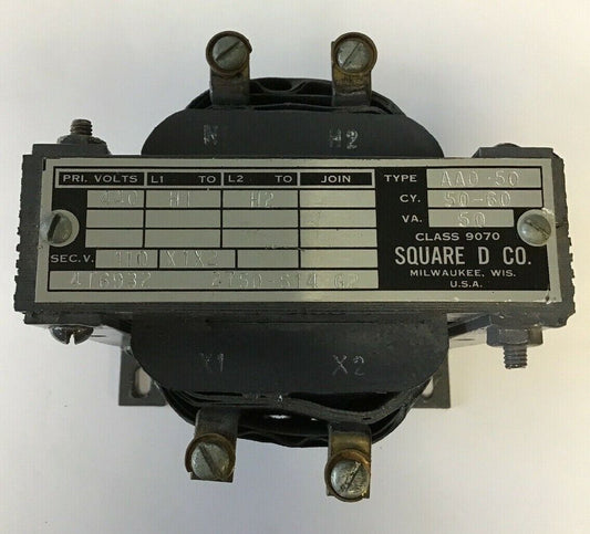 SQUARE D  9070 AA0-50 50-60CY 50VA  PRI.440VOLTS  SEC.110VOLTS TRANSFORMER