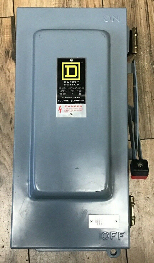 SQUARE D HU362AEI SAFETY SWITCH SER.E1 60A  NON FUSIBLE 600VAC/VDC 240VAC