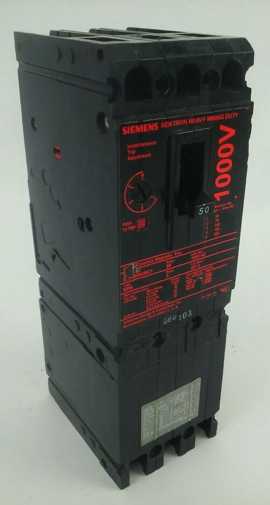 SIEMENS EMKB050MC1 SENTRON HEAVY MINING DUTY BREAKER 50A 1000VAC 3P TYPE EMK