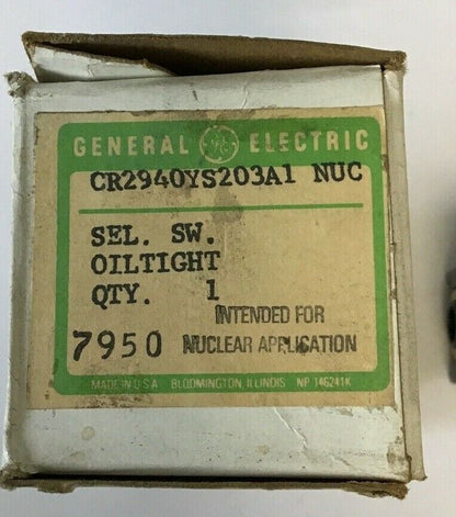GENERAL ELECTRIC CR2940YS203A1 SELECTOR SWITCH 600VAC