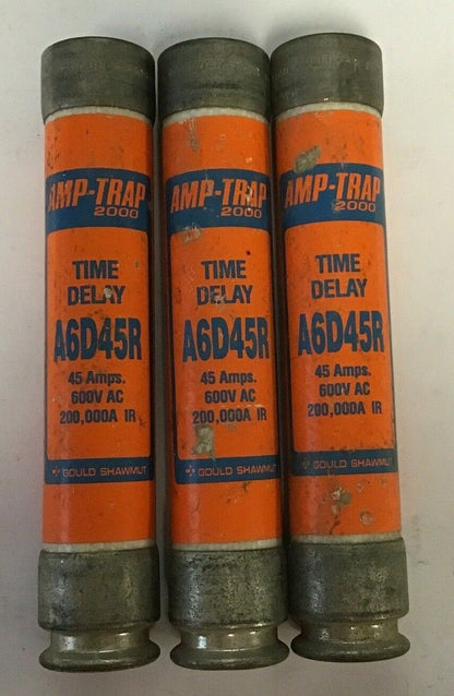 GOULD SHAWMUT A6D45R FUSE 45A 600V TIME DELAY AMP-TRAP 2000 ****LOTOF3****