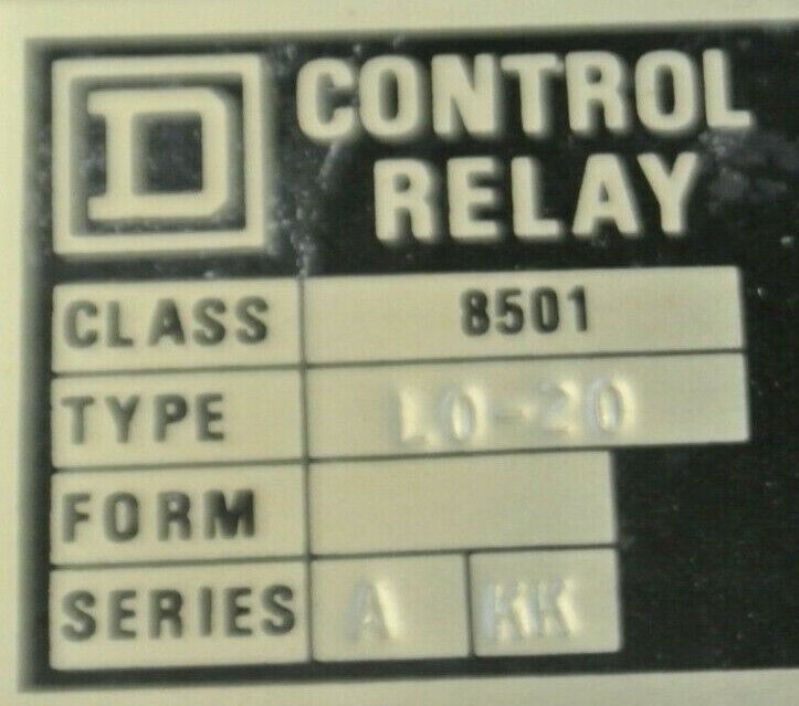 SQUARE D 8501 LO-20 / AC MAGNETIC RELAY / 110-120V/ 2 N.O. / 0 N.C. NEW SURPLUS