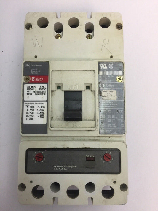CUTLER HAMMER HM2P400X5WS10 MOTOR CIRCUIT PROTECTOR 400A 600VAC 250VDC 2 POLE