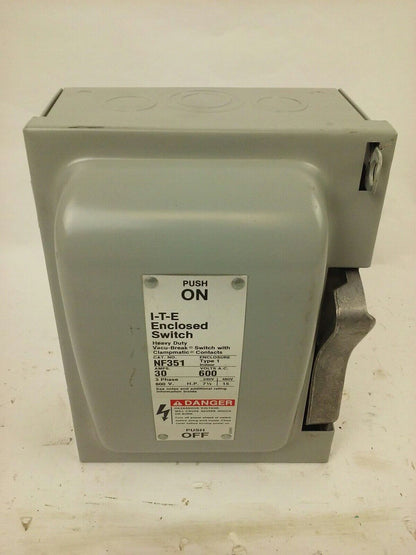 SIEMENS I-T-E NF351 H.D. ENCLOSED SWITCH, 30A, 3PH, 600V, TYPE 1 INDOOR, NEW