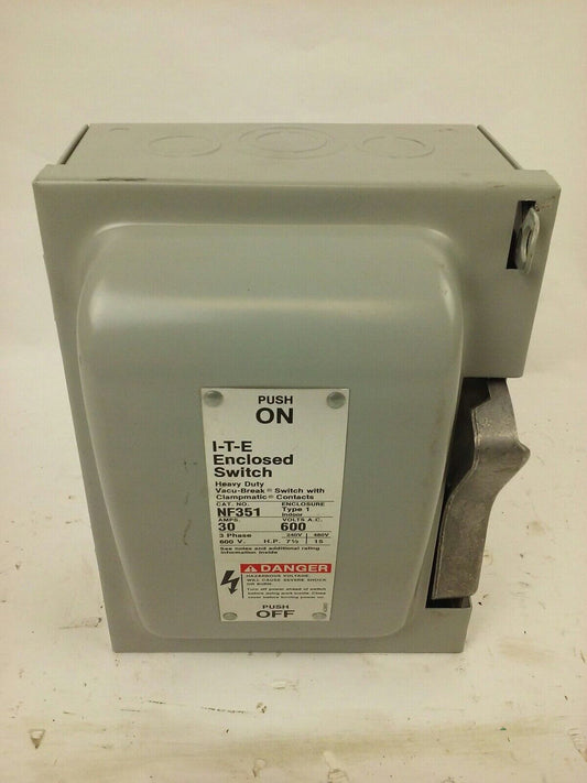 SIEMENS I-T-E NF351 H.D. ENCLOSED SWITCH, 30A, 3PH, 600V, TYPE 1 INDOOR, NEW