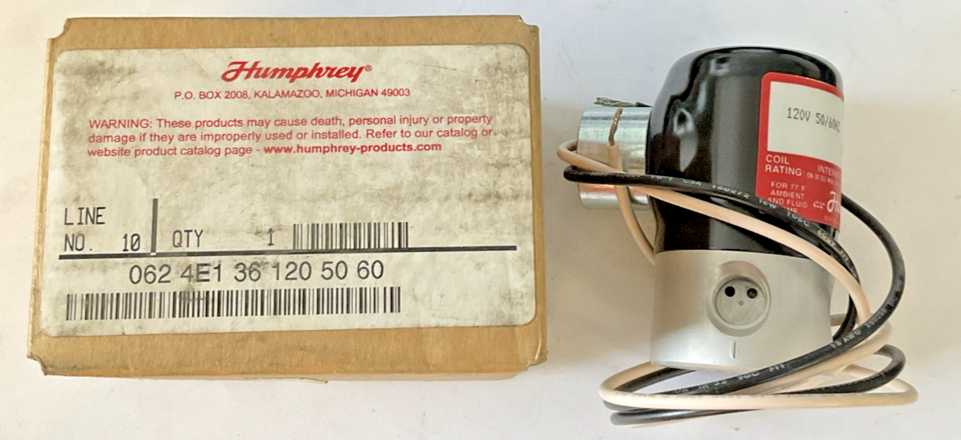 HUMPHREY 062 4E1 36 SOLENOID VALVE 0-125PSI 120V 50/60HZ