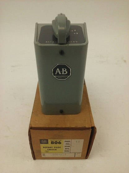 ALLEN BRADLEY 806-A13 SER. A, ROTARY PILOT SWITCH,1P 3 THROW WITH OFF POSITION,
