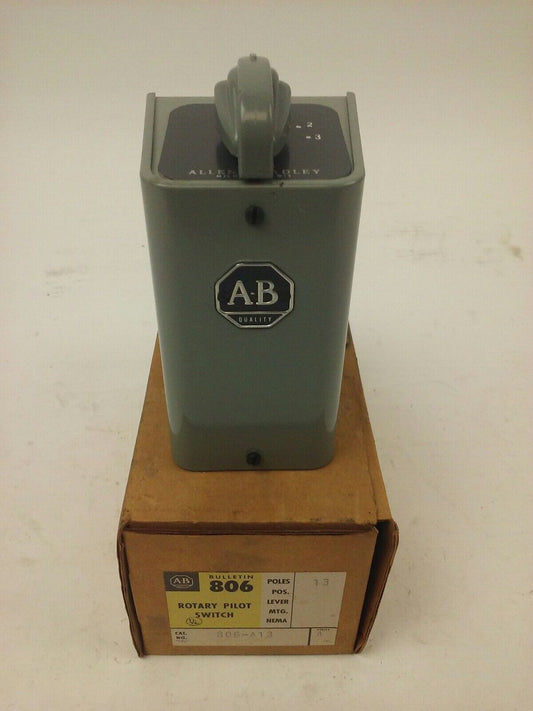 ALLEN BRADLEY 806-A13 SER. A, ROTARY PILOT SWITCH,1P 3 THROW WITH OFF POSITION,