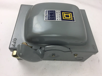 SQUARE D HU-361 HEAVY DUTY SAFETY SWITCH 30 AMPS 600 V.A.C 250 V.D.C