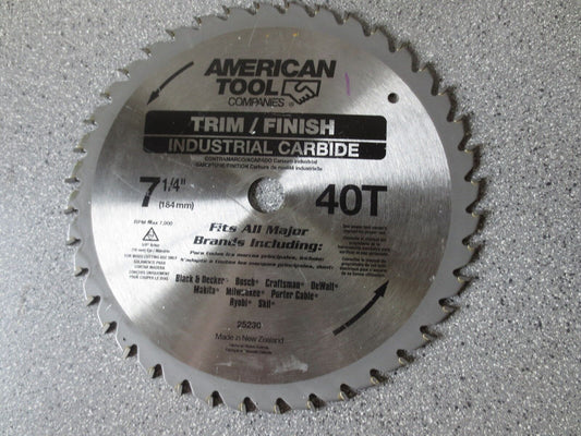 AMERICAN TOOL 25230 CIRCULAR SAW BLADE 7-1/4" 40T TRIM/FINISH - NEW SURPLUS