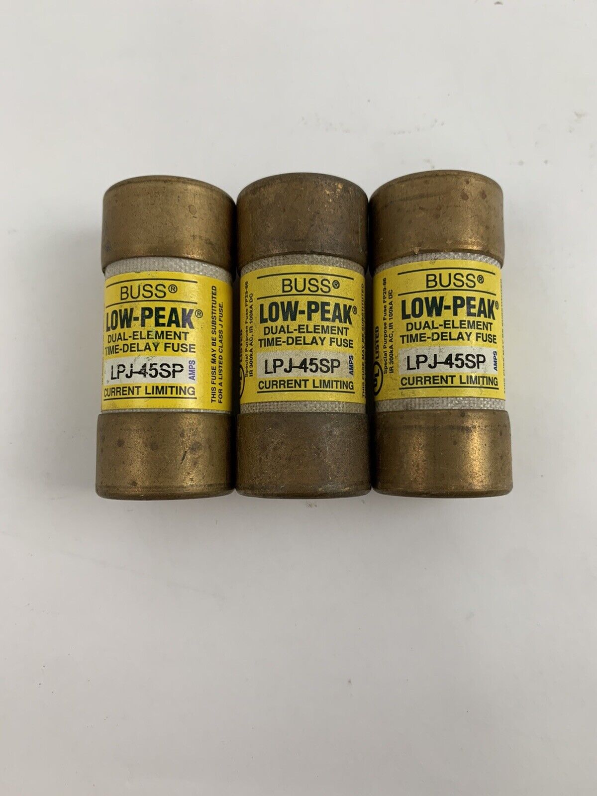 Bussmann Low-Peak LPJ-45SP 45A 600V Dual-Element Time-Delay Fuse "Lot of 3"