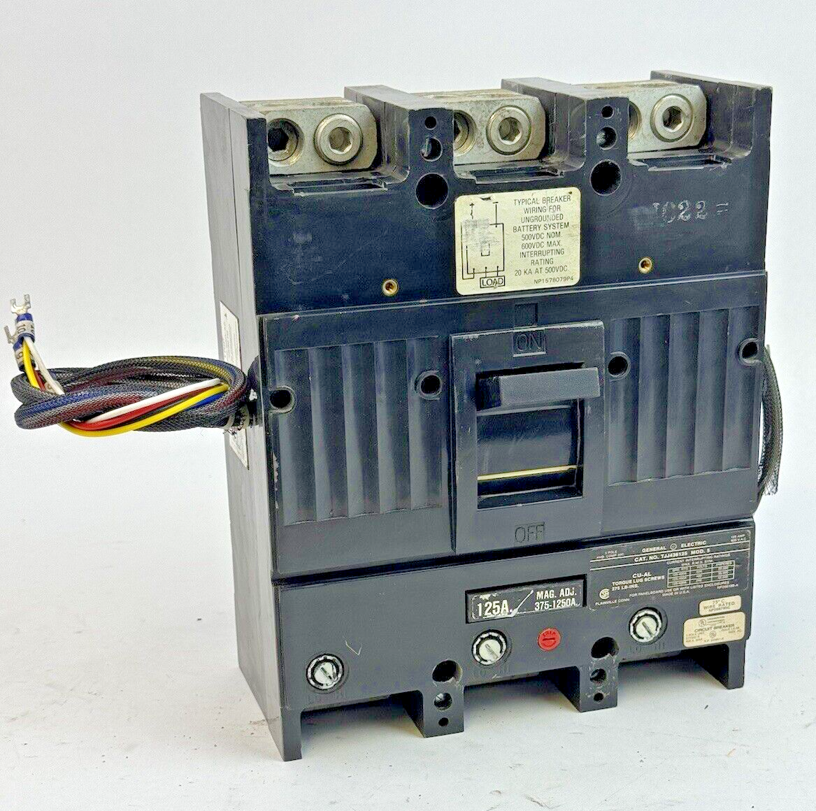 GE - TJJ436125 - CIRCUIT BREAKER W/ 125A TRIP + SEE BELOW - 125A, 600VAC, 3 POLE