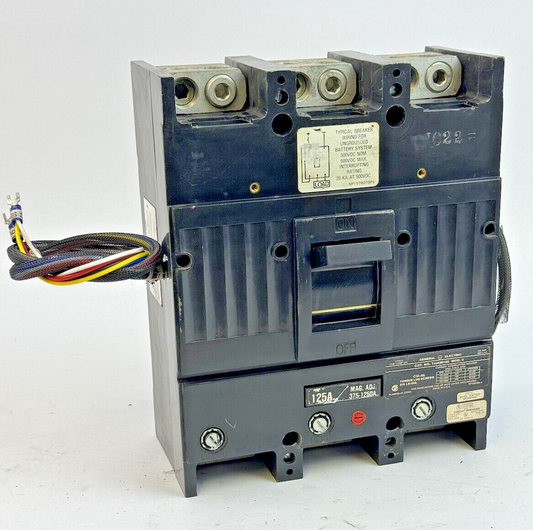 GE - TJJ436125 - CIRCUIT BREAKER W/ 125A TRIP + SEE BELOW - 125A, 600VAC, 3 POLE