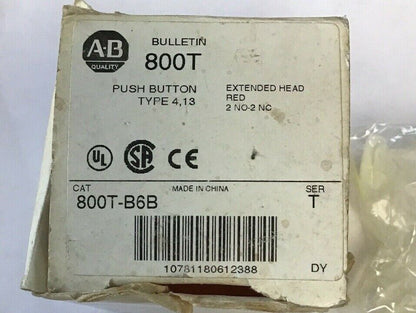 ALLEN BRADLEY 800T-B6B SERIES T TYPE 4,13 EXTENDED HEAD RED