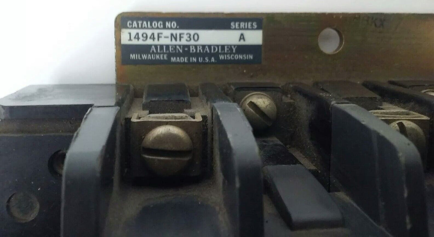 ALLEN BRADLEY 1494F-NF30 SER. A FUSIBLE DISCONNECT SWITCH, 3PH, 30A, 600V, 20HP