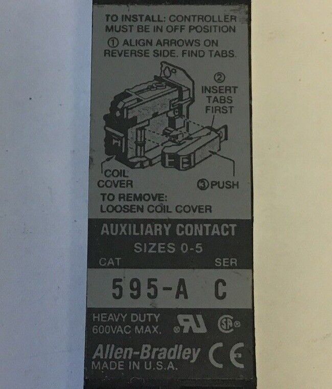 ALLEN BRADLEY 595-A SERIES C & 595-A SERIES B AUXILIARY CONTACT