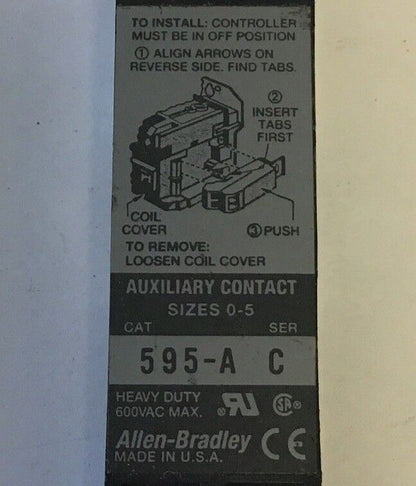 ALLEN BRADLEY 595-A SERIES C & 595-A SERIES B AUXILIARY CONTACT