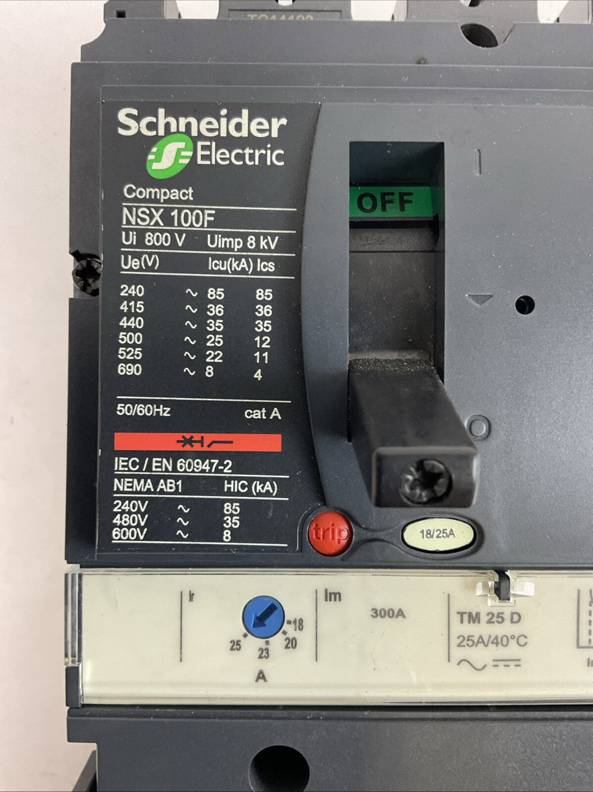 SCHNEIDER NSX 100-160-250 F/N/H/NA CIRCUIT BREAKER NSX 100F 600VAC