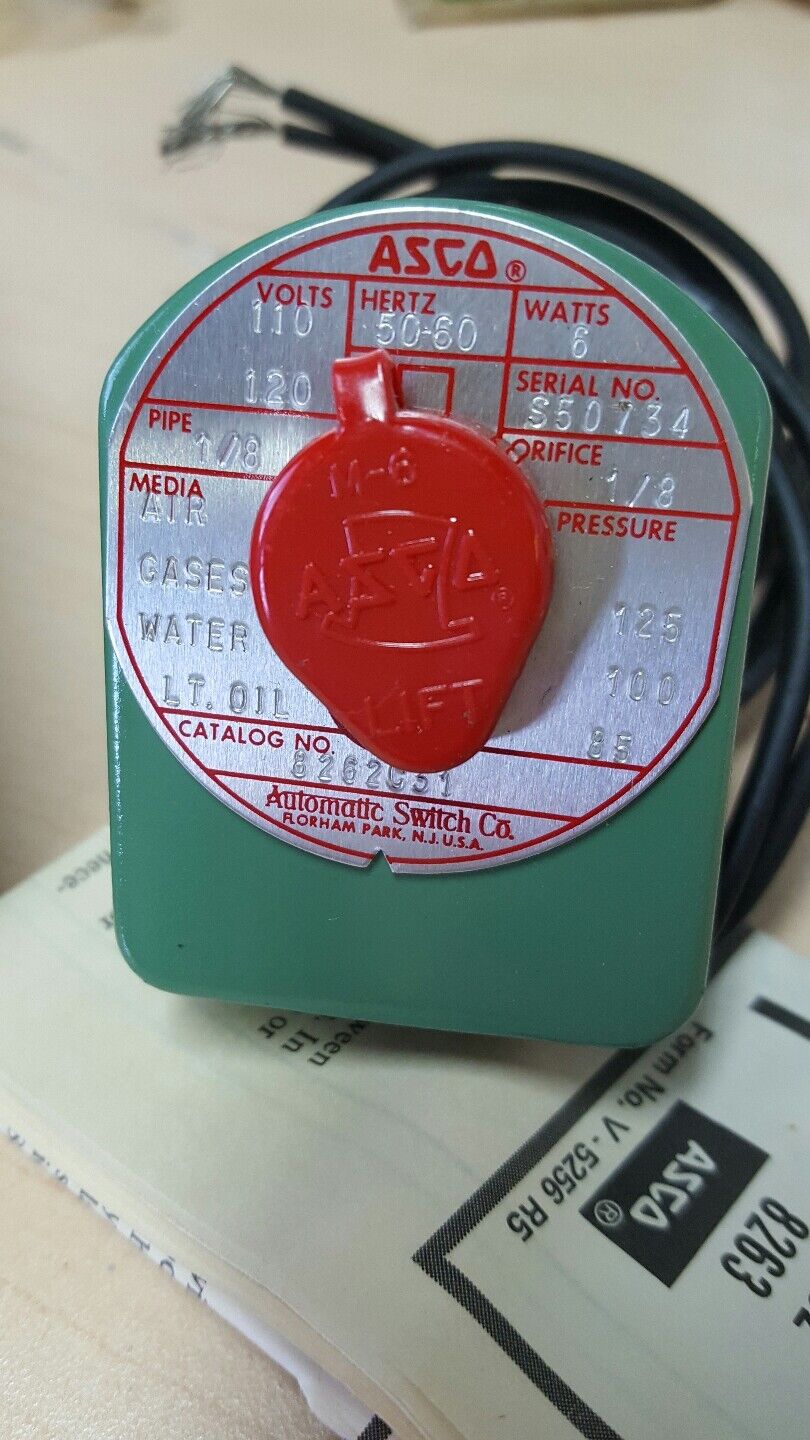ASCO 8262C31 - VALVE 1/8" ORIFICE, 1/8" PIPE, 110/120V, 6W