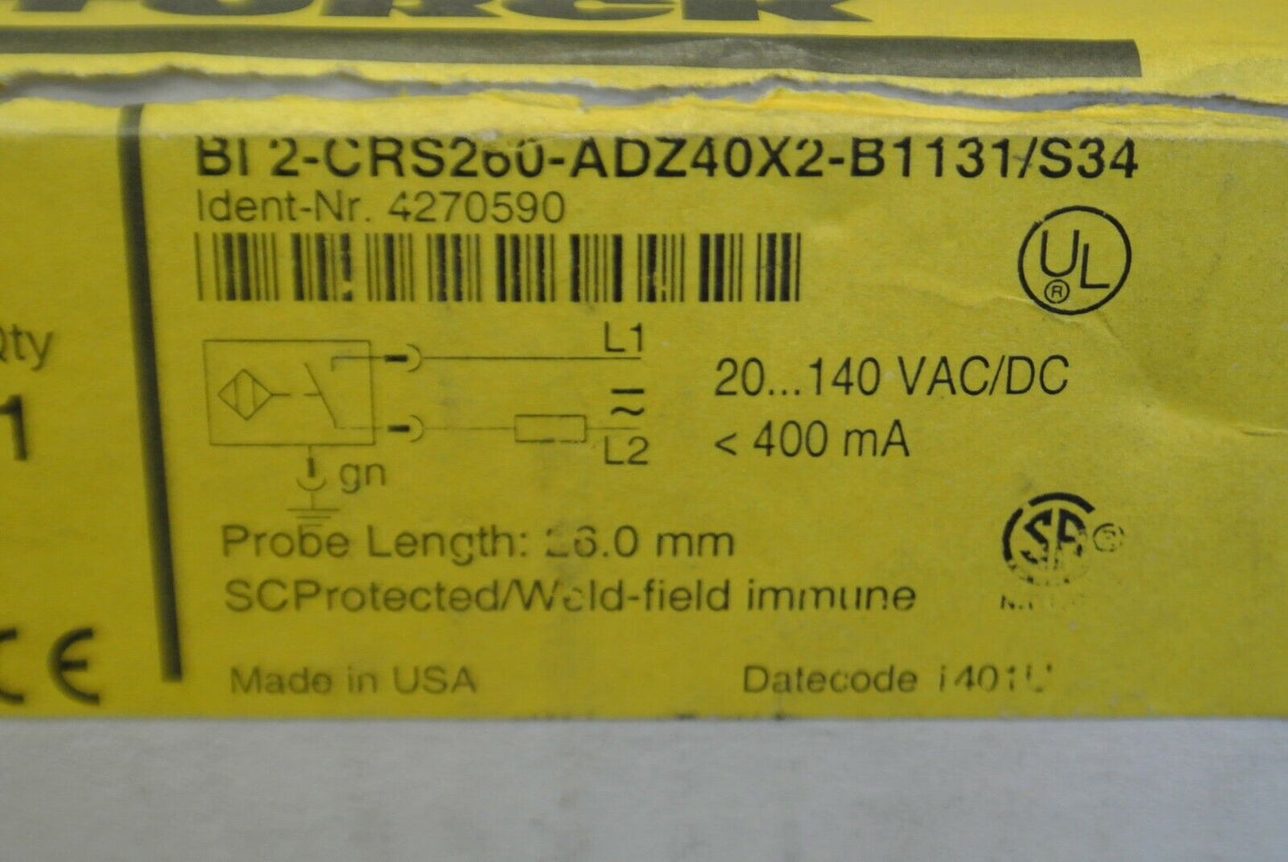 TURCK Bi2-CRS260-ADZ40X2-B1131/S34 CYLINDER POSITION SENSOR / PROX SWITCH / NEW