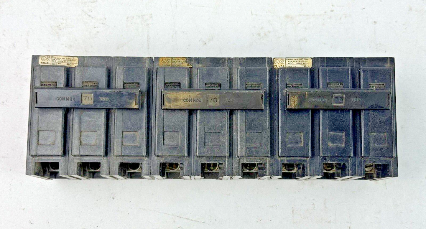 WESTINGHOUSE * LOT OF 3*  HQP3070H - CIRCUIT BREAKERS - 3 POLE/240VAC/70A
