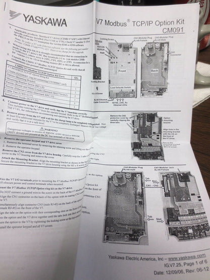 YASKAWA CM091 OPTION KIT, ETHERNET MODBUS - UTC000067 Rev. 3 - TCP/IP, V7 - NEW