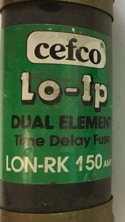 CEFCO LON-RK 150 LO-IP FUSE 150A TIME DELAY DUAL ELEMENT 250VAC CLASS RK1