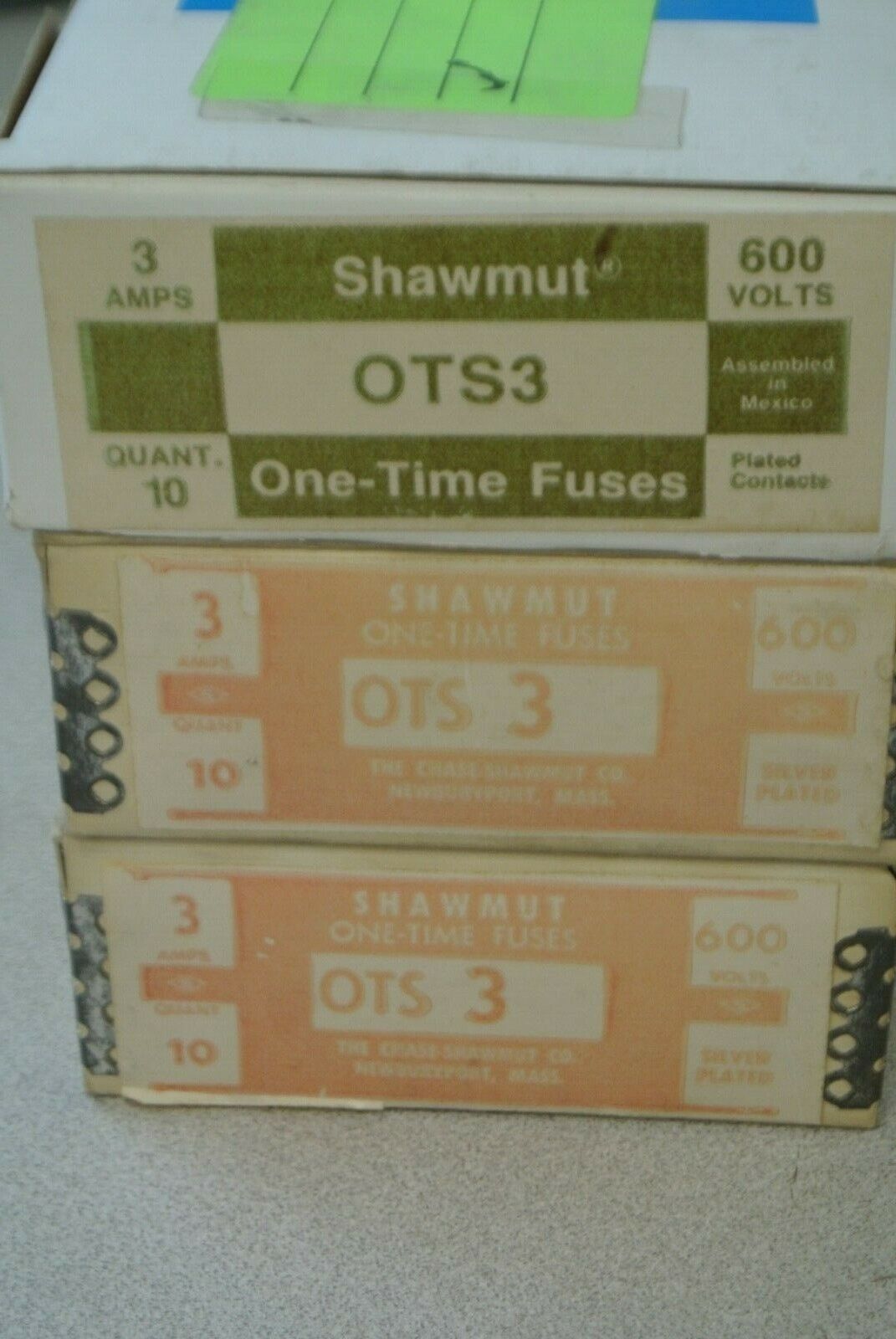 BOX of 10 / GOULD-SHAWMUT OTS3 ONE-TIME CLASS K5 FUSE / 3A / 600V / OTS-3