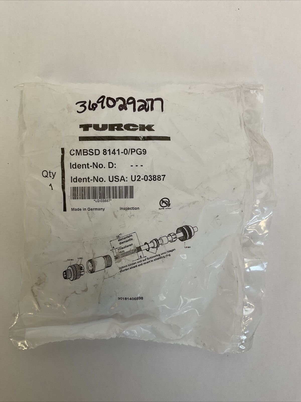 TURCK CMBSD 8141-0/PG9 CONNECTOR
