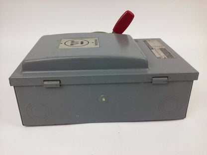 WESTINGHOUSE HU361, H.D. SAFETY SWITCH, 30A, 600V, 3P NON FUSIBLE, INDOOR, NEW