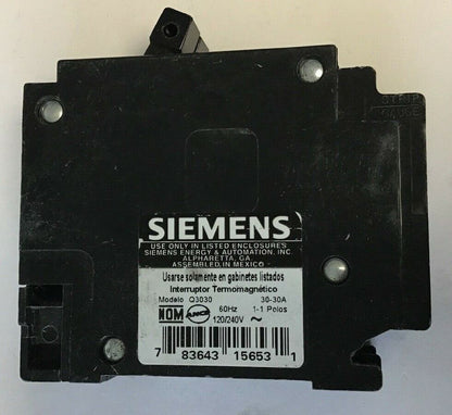 SIEMENS Q3030 CIRCUIT BREAKER 1POLE 120/240VAC 60HZ 30AMP***LOTOF2***