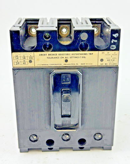 ITE / SIEMENS - EF3-A005 - MOLDED BREAKER W/ ADJ. TRIP - 3 POLE/5A/600 VAC