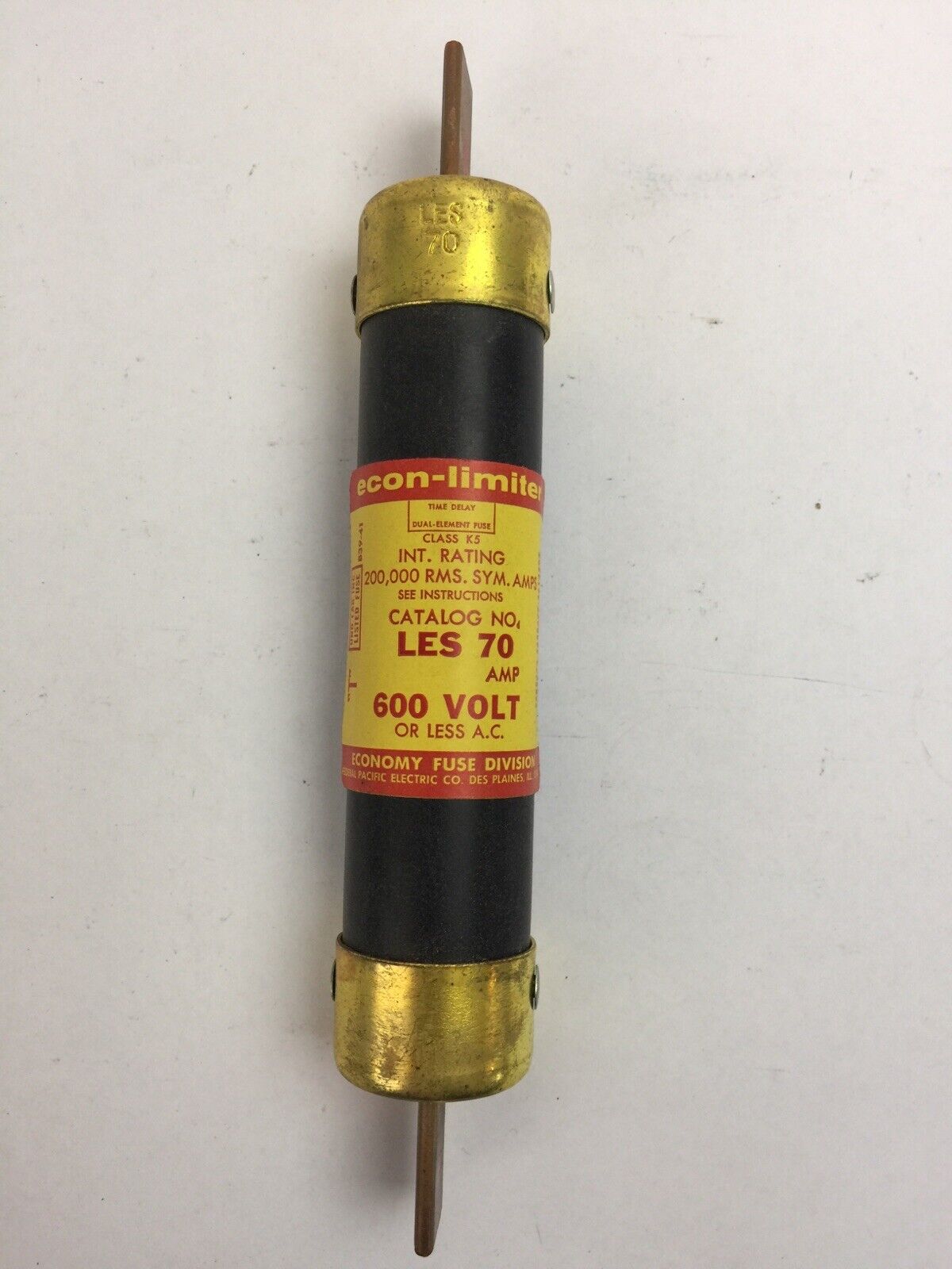 ECONOMY LES 70 TIME-DELAY DUAL ELEMENT FUSE 70AMP 600VAC CLASS K5