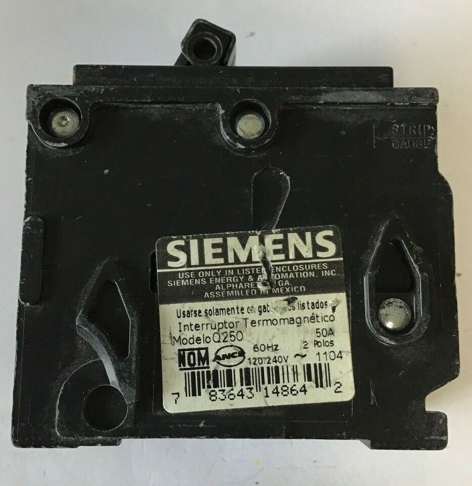 SIEMENS Q250 TYPE QP CIRCUIT BREAKER - 120/240VAC, 50A, 2-POLE ***LOTOF4***