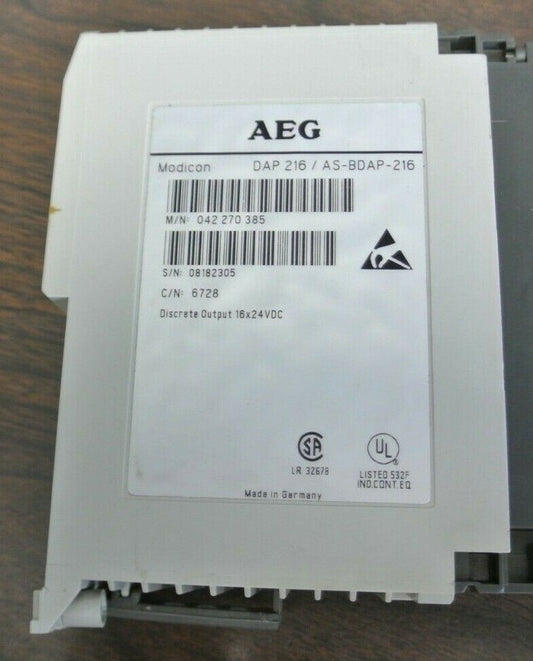 AEG MODICON DAP 216 / AS-BDAP-216 DISCRETE OUTPUT MODULE 16x24VDC