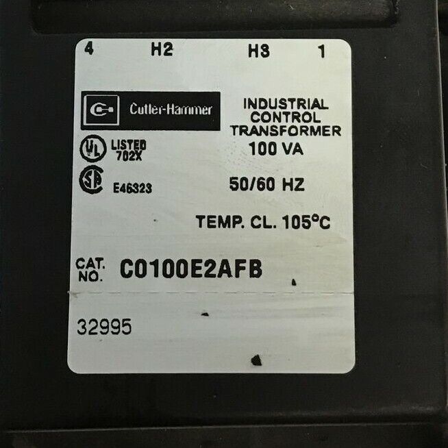 CUTLER HAMMER C0100E2AFB INDUSTRIAL CONTROL TRANSFORMER 100VA 30A 600VAC