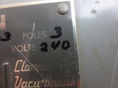 I-T-E V7E3203 CLAMP-MATIC VACU-BREAK PANELBOARD SWITCH - 240V, 100A, 3-POLE