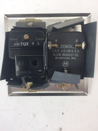 ALLEN BRADLEY 600-TQX9 MANUAL STARTING SWITCH WITH SELECTOR SWITCH 2 POLE