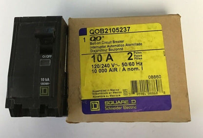 SQUARE D QOB2105237 CIRCUIT BREAKER 10A 120/240VAC 2POLE
